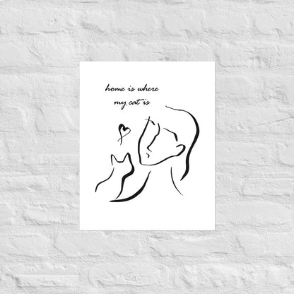 chic line art poster with a cat quote